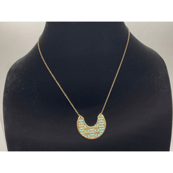 Stella & Dot Gold Tone Pendant Necklace || Reversible Pendant || 2-in-1 necklace - Picture 2 of 9